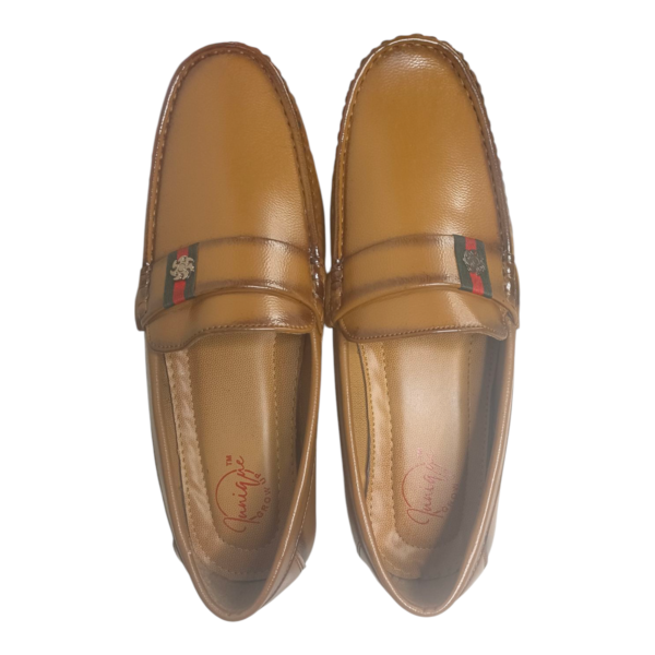 iUnique Men's Tan Loafers with Designer Strap – Elegant & Stylish Slip-On Shoes - Image 3